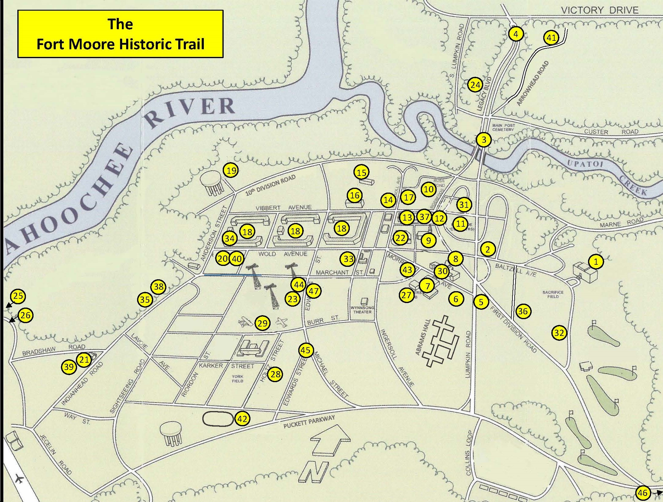 Map of the Fort Benning Historic Trail